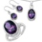 17.40 CTW Genuine Amethyst .925 Sterling Silver Ring Pendant and Earrings Set