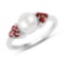 2.55 CTW Genuine Pearl and Garnet .925 Sterling Silver Ring