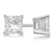 Certified 1.01 CTW Princess Diamond Stud Earrings G/SI2