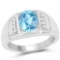 2.18 CTW Genuine London Blue Topaz and White Topaz .925 Sterling Silver Ring