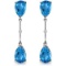 7.01 CTW 14K Solid White Gold Diamond Blue Topaz Dangling Earrings