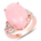 14K Rose Gold Plated 11.14 CTW Genuine Pink Opal and White Topaz .925 Sterling Silver Ring