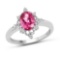 1.28 CTW Genuine Pink Tourmaline and White Diamond 10K White Gold Ring