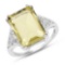 6.68 CTW Genuine Lemon Quartz and White Topaz .925 Sterling Silver Ring