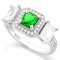 CREATED EMERALD 925 STERLING SILVER HALO RING