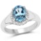 2.13 CTW Genuine London Blue Topaz and White Topaz .925 Sterling Silver Ring