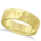 Mens Hammered Finished Carved Band Wedding Ring 18k Yellow Gold (7mm)