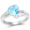 1.91 CTW Genuine Swiss Blue Topaz and White Diamond .925 Sterling Silver Ring