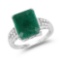 6.54 CTW Dyed Emerald and White Topaz .925 Sterling Silver Ring