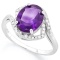 AMETHYST  1/4 CARAT (34 PCS) FLAWLESS CREATED DIAMOND 925 STERLING SILVER RING
