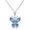 0.6 Carat 14K Solid White Gold Butterfly Necklace Blue Topaz