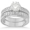 Vintage Style Filigree Solitaire Diamond Bridal Set in 14k White Gold (1.25ct)