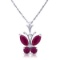 0.6 Carat 14K Solid White Gold Butterfly Necklace Natural Ruby