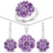 9.29 CTW Genuine Amethyst and White Topaz .925 Sterling Silver 3 Piece Jewelry Set (Ring Earrings an