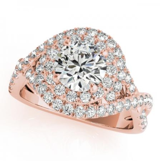 CERTIFIED 18K ROSE GOLD 1.54 CT G-H/VS-SI1 DIAMOND HALO ENGAGEMENT RING