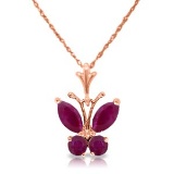 0.6 Carat 14K Solid Rose Gold Butterfly Necklace Natural Ruby