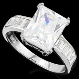4 2/5 CARAT (13 PCS) FLAWLESS CREATED DIAMOND 925 STERLING SILVER RING