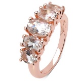 14K Rose Gold Plated 2.16 CTW Genuine Morganite .925 Sterling Silver Ring