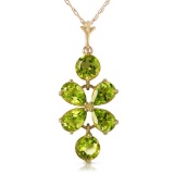 3.15 Carat 14K Solid Gold Lines Read In Spring Peridot Necklace