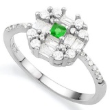 CREATED EMERALD925 STERLING SILVER HALO RING