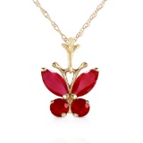 0.6 Carat 14K Solid Gold Butterfly Necklace Natural Ruby