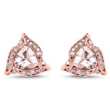 0.81 CTW Genuine Morganite and White Diamond 14K Rose Gold Earrings