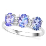 1.15 CTW MYSTIC GEMSTONE & GENUINE DIAMOND (4 PCS) 10KT SOLID WHITE GOLD RING