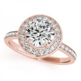 CERTIFIED 18K ROSE GOLD 1.54 CT G-H/VS-SI1 DIAMOND HALO ENGAGEMENT RING