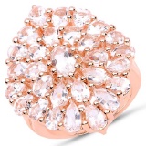 18K Rose Gold Plated 4.55 CTW Genuine Morganite .925 Sterling Silver Ring