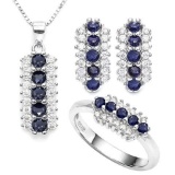 SAPPHIRE 925 STERLING SILVER SET