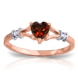 0.47 Carat 14K Solid Rose Gold Rings Natural Diamond Garnet