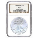 Certified Uncirculated Silver Eagle 2004 MS69