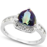 1.2 CARAT TW (28 PCS) OCEAN MYSTIC GEMSTONE  CUBIC ZIRCONIA PLATINUM OVER 0.925 STERLING SILVER RING