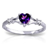 0.47 CTW 14K Solid White Gold Rings Natural Diamond Purple Amethyst