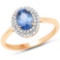 1.18 CTW Genuine Blue Sapphire and White Diamond 14K Yellow Gold Ring