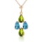 1.5 Carat 14K Solid Gold Necklace Natural Blue Topaz Peridot