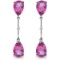 7.01 CTW 14K Solid White Gold Diamond Pink Topaz Dangling Earrings