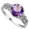 1.7 CTW GENUINE AMETHYST & GENUINE DIAMOND (12 PCS) 10KT SOLID WHITE GOLD RING