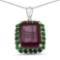 8.00 CTW Genuine Ruby & Chrome Diopside .925 Sterling Silver Pendant