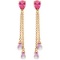 14K Solid Rose Gold Chandelier Earrings with Pink Topaz