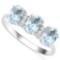 1.06 CTW GENUINE AQUAMARINE & GENUINE DIAMOND (4 PCS) 10KT SOLID WHITE GOLD RING