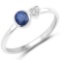 0.36 CTW Genuine Blue Sapphire and White Diamond 14K White Gold Ring