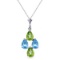 1.5 CTW 14K Solid White Gold Necklace Natural Blue Topaz Peridot
