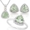 4 1/5 CARAT GREEN AMETHYST  DIAMOND 925 STERLING SILVER SET