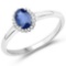 0.61 CTW Genuine Blue Sapphire and White Diamond 14K White Gold Ring