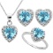 5 1/2 CARAT BABY SWISS BLUE TOPAZ  (6 PCS)DIAMOND 925 STERLING SILVER SET