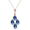 1.5 CTW 14K Solid Rose Gold Pyramid Blue Topaz Necklace