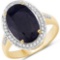 6.22 CTW Dyed Sapphire and White Diamond 14K Yellow Gold Ring