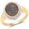 14K Yellow Gold Plated 4.50 CTW Genuine Drusy Quartz .925 Sterling Silver Ring