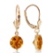 3.1 Carat 14K Solid Gold Leverback Earrings Citrines